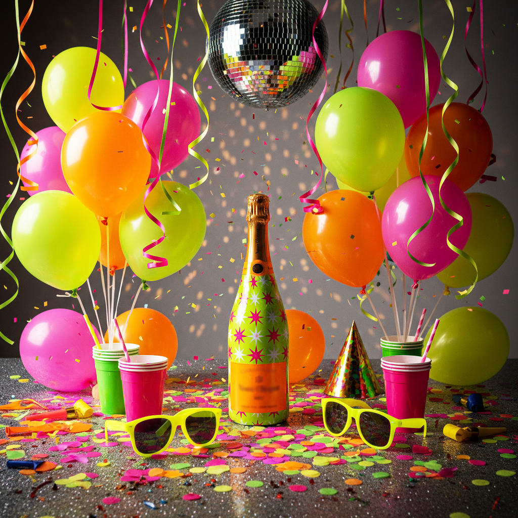 Lime Starburst Bottle Wrap on Champagne Bottle