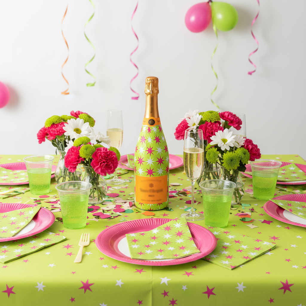 Lime Starburst Bottle Wrap on Champagne Bottle