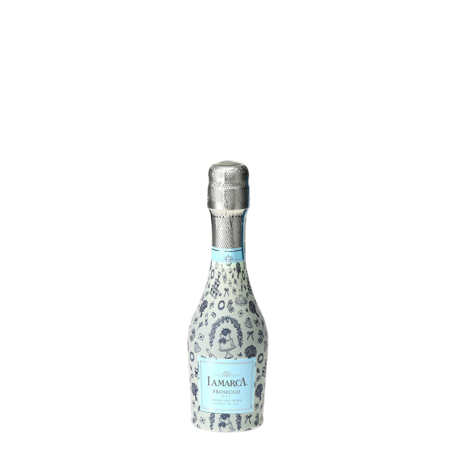 Beau Bottles Blue & Ivory WeddingToile- MINI Prosecco Collection - Set of 6 (Wraps Only)