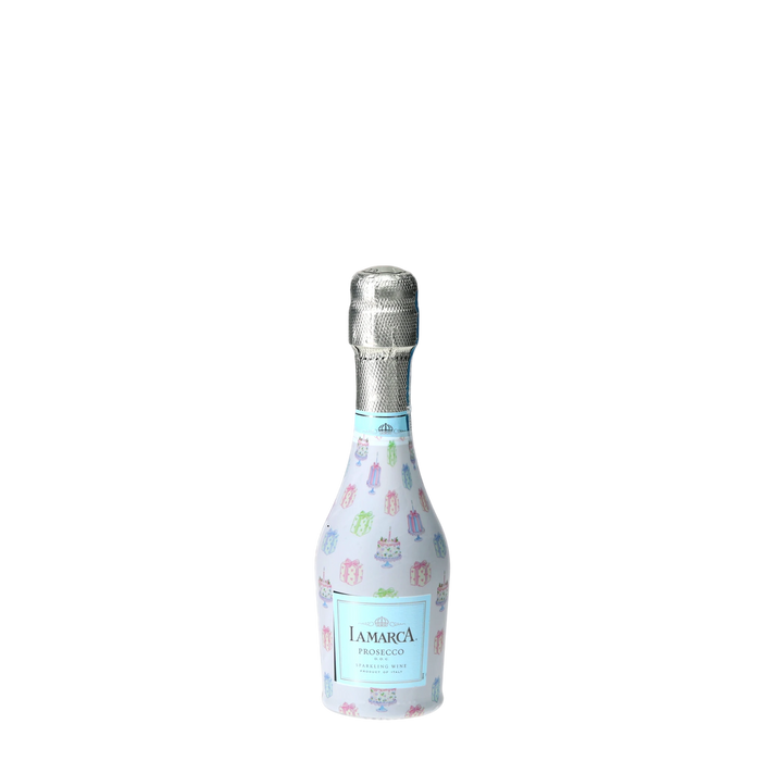 Pastel Birthday Cakes & Presents Mini Prosecco Wraps (6-Pack) — 360 view