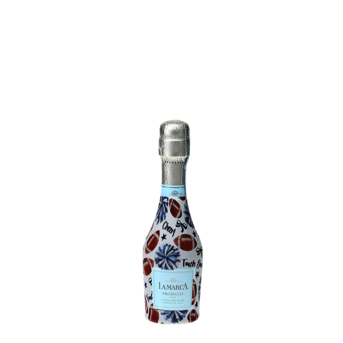 Royal Blue & White Game Day Mini Prosecco Wraps (6-Pack) — 360 view