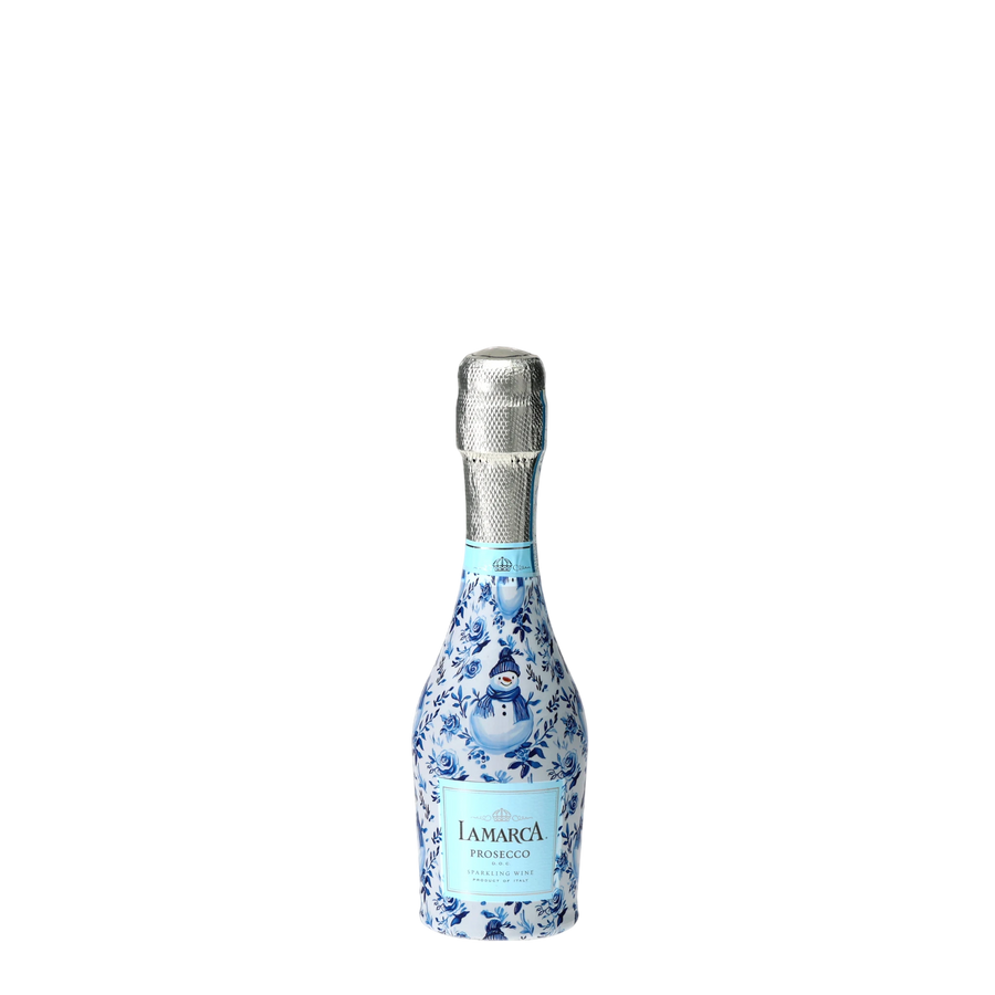 Beau Bottles Blue and White Snowman - MINI Prosecco Collection - Set of 6 (Wraps Only) — 360 view