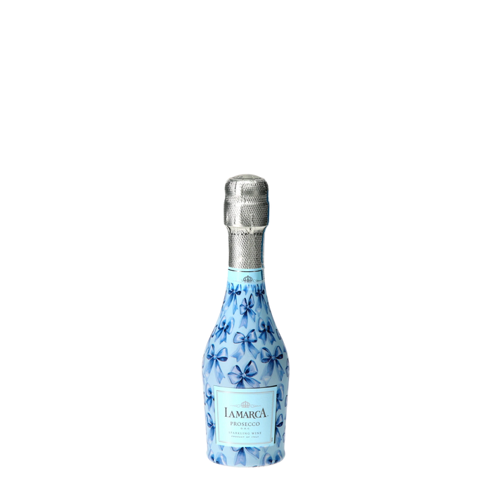 Blue Satin Bows Mini Prosecco Wraps (6-Pack) — 360 view