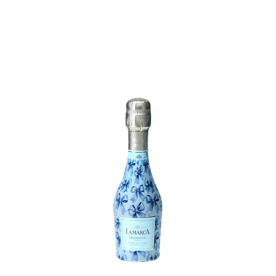 Beau Bottles Blue Satin Bows -MINI Prosecco Collection - Set of 6 (Wraps Only) — 360 view