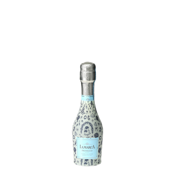 Blue & Ivory WeddingToile Mini Prosecco Wraps (6-Pack) — 360 view
