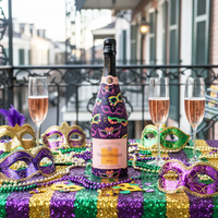 Thumbnail for Limited Edition Mardi Masquerade Bottle Wrap on Champagne Bottle