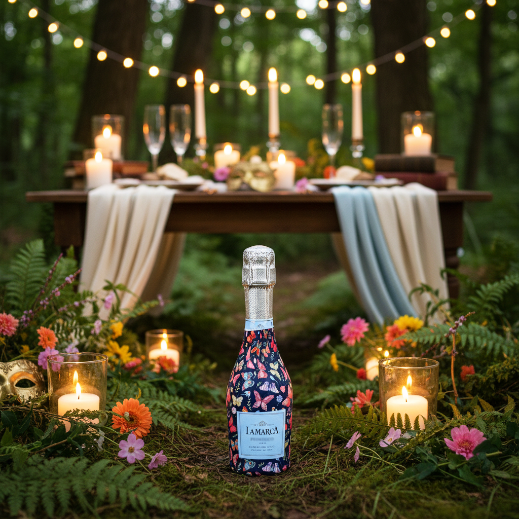 Midnight Butterfly Garden Mini Bottle Wrap Set on Mini La Marca Prosecco