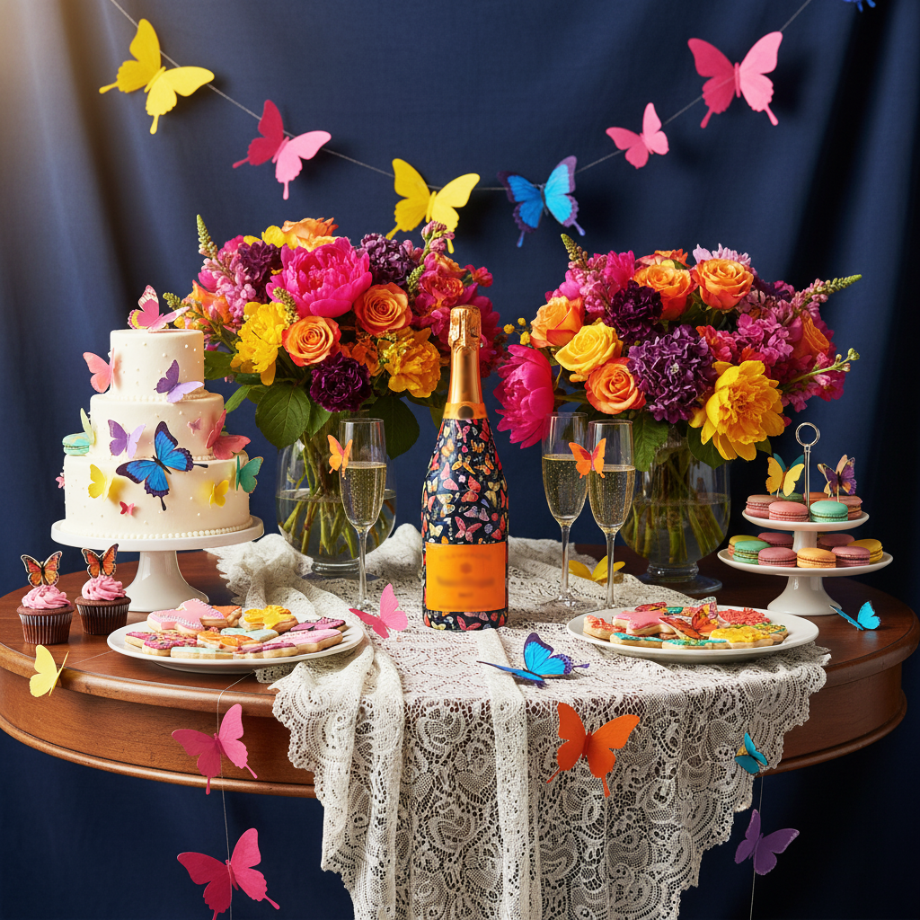 Midnight Butterfly Garden Bottle Wrap on Champagne Bottle