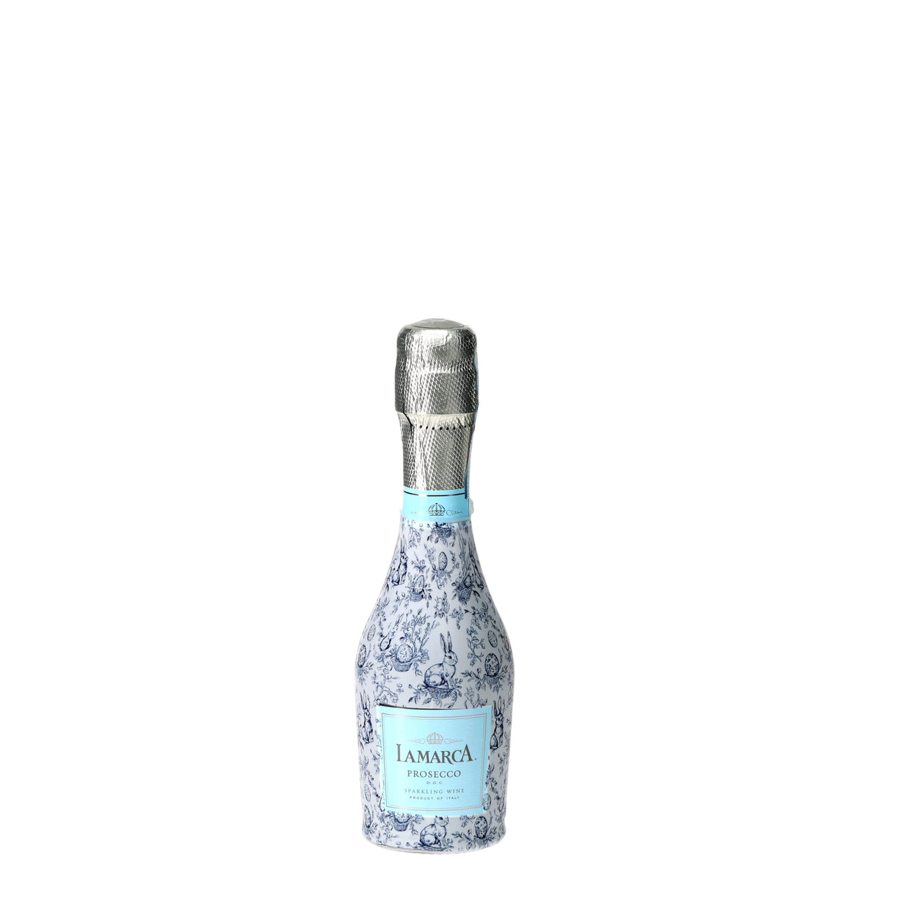 Beau Bottles Blue Easter Bunny Toile- MINI Prosecco Collection - Set of 6 (Wraps Only)
