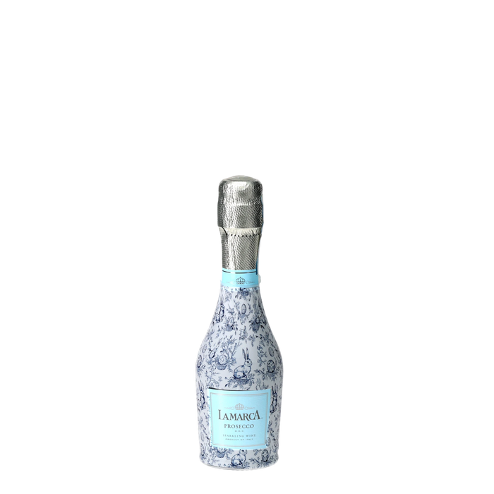 Blue Easter Bunny Toile Mini Prosecco Wraps (6-Pack) — 360 view