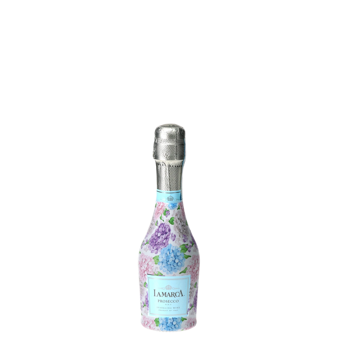 Blue & Blush Hydrangeas Mini Prosecco Wraps (6-Pack) — 360 view