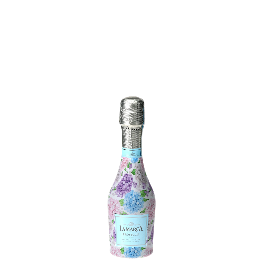 Beau Bottles Blue and Blush Hydrangeas- MINI Prosecco Collection - Set of 6 (Wraps Only) — 360 view