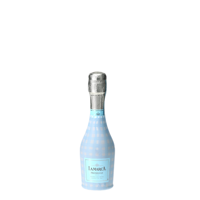 Powder Blue Picnic Gingham Mini Prosecco Wraps (6-Pack) — 360 view