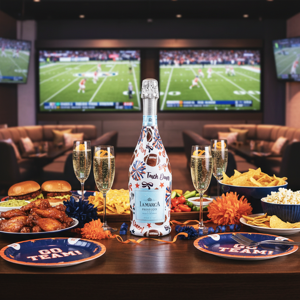 Beau Bottles Navy and Orange Game Day - Prosecco Collection
