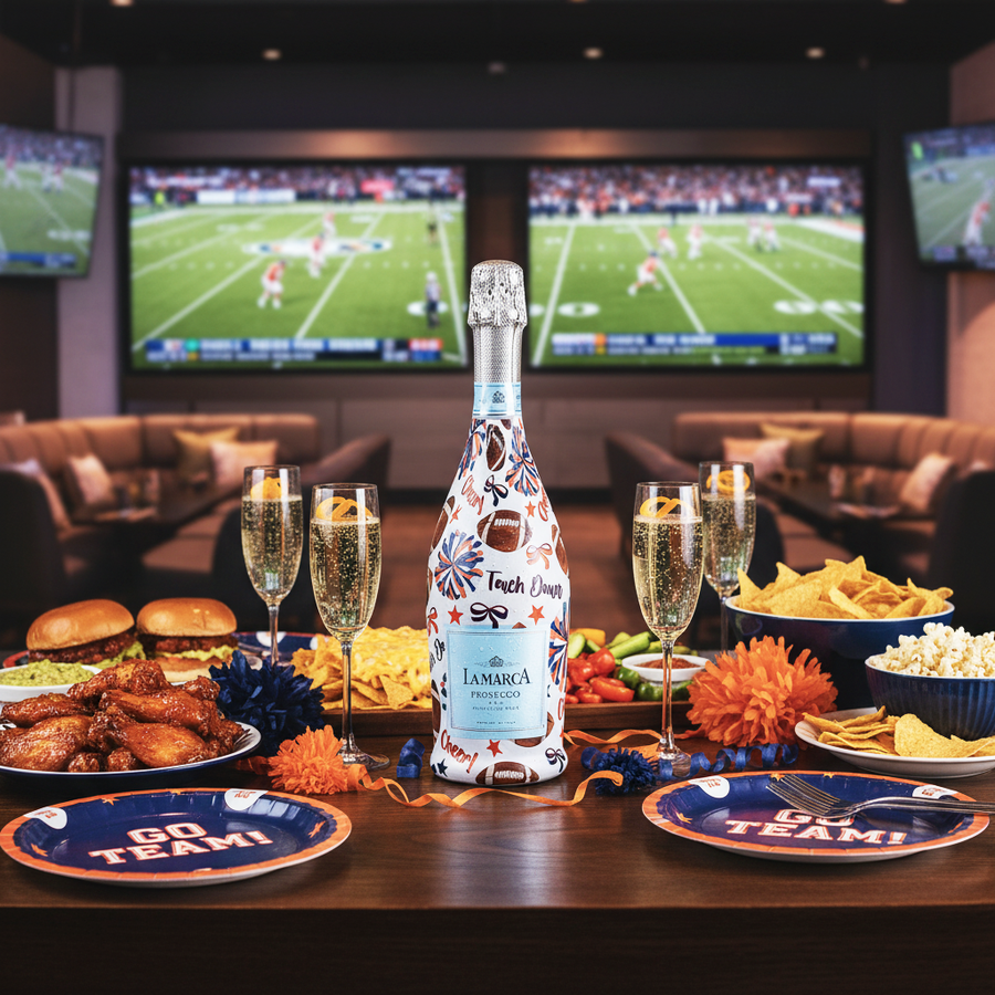 Beau Bottles Navy and Orange Game Day - Prosecco Collection