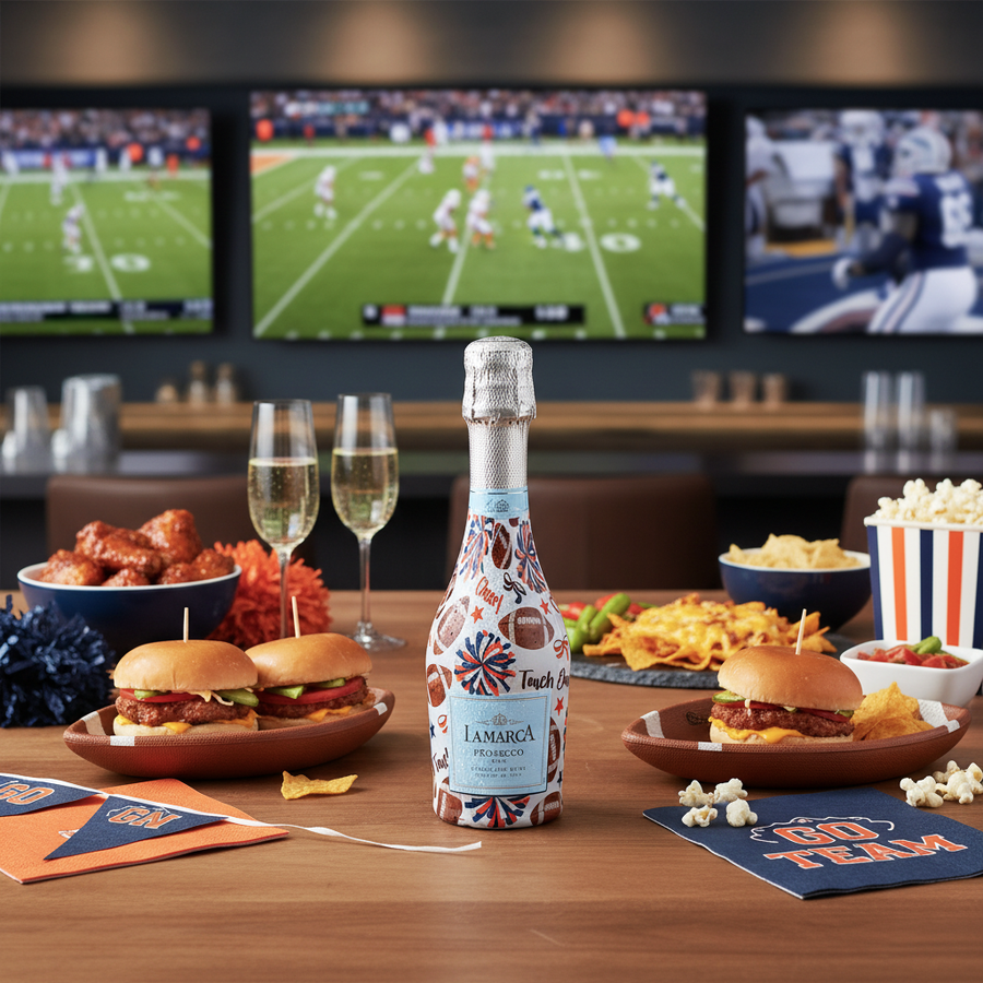 Beau Bottles Navy and Orange Game Day - MINI Prosecco Collection - Set of 6 (Wraps Only)