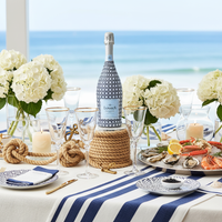 Thumbnail for Navy and White Cane Bottle Wrap on La Marca Prosecco