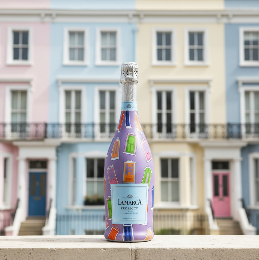 Notting Hill Doors Bottle Wrap on La Marca Prosecco