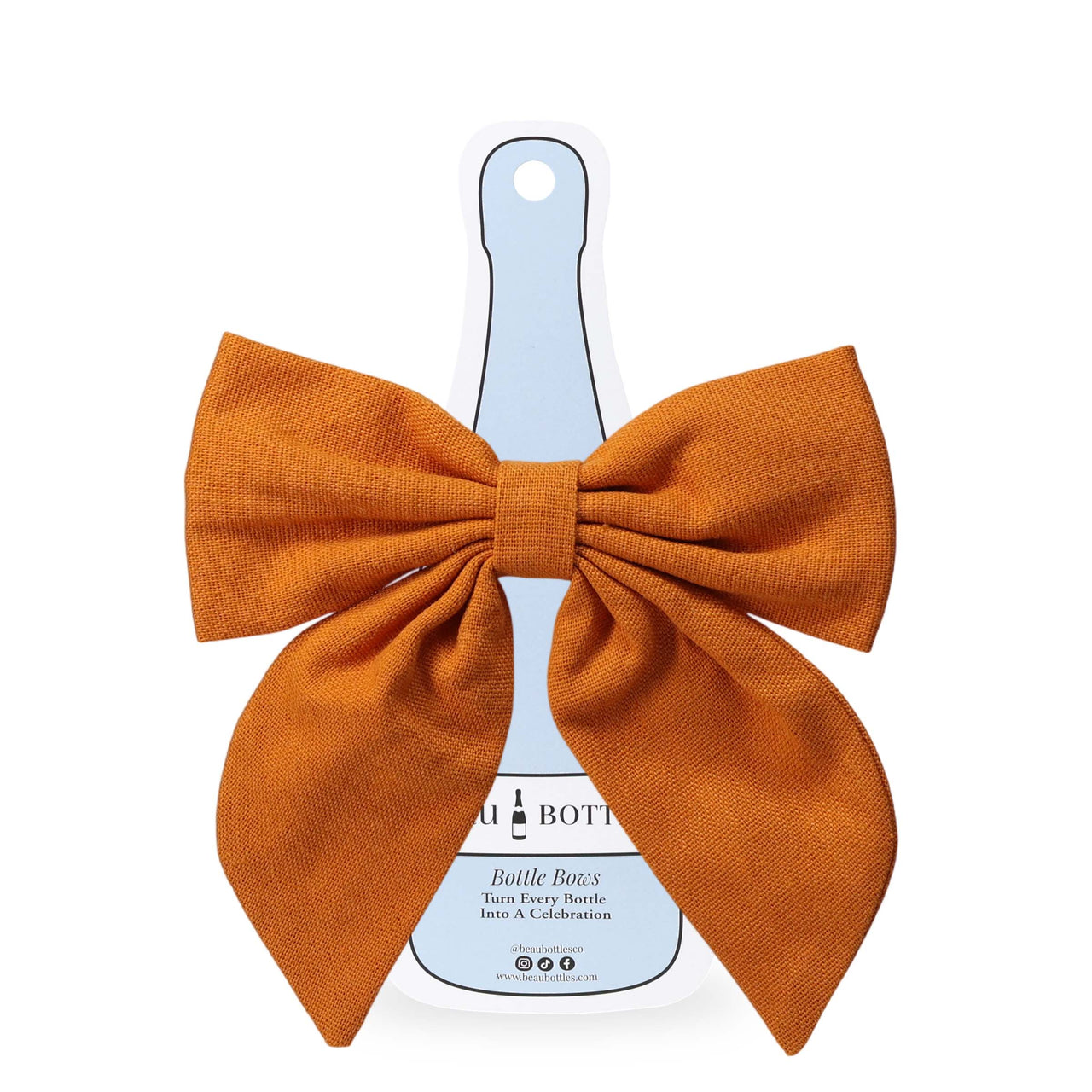 Beau Bottles Orange Linen Bottle Bow