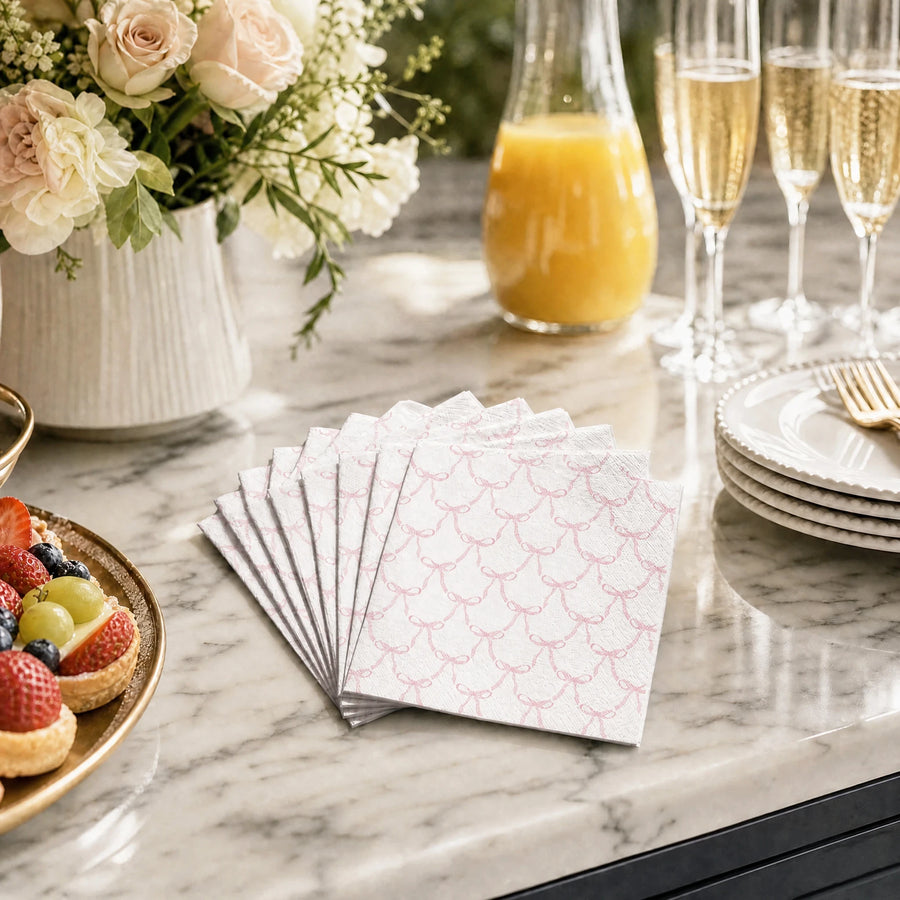Beau Bottles Pink Bow Cocktail Napkins
