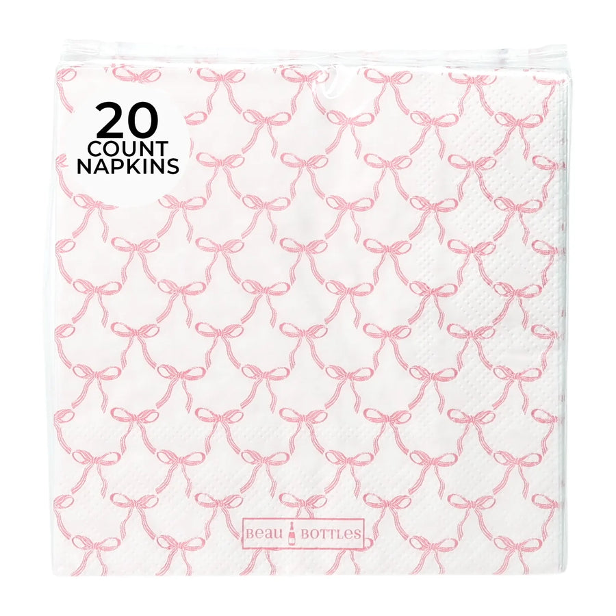 Beau Bottles Pink Bow Cocktail Napkins