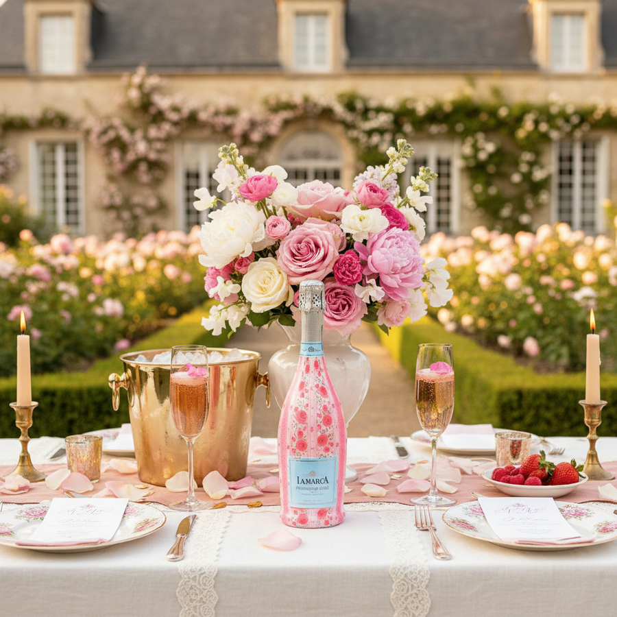 Beau Bottles Pink Chateau Rose Stripe - Prosecco Collection