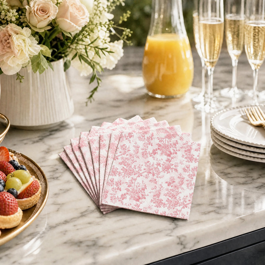 Beau Bottles Pink Floral Cocktail Napkins