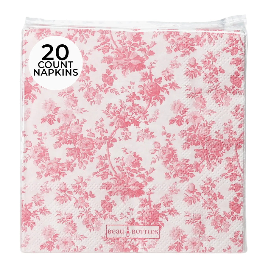 Beau Bottles Pink Floral Cocktail Napkins