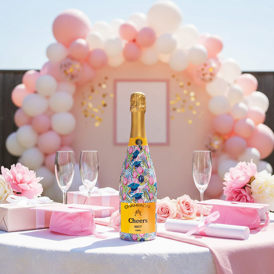 Pink Graduation Champagne Bottle Wrap