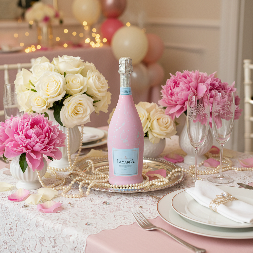 Pink Pearls and Prosecco Bottle Wrap on La Marca Prosecco