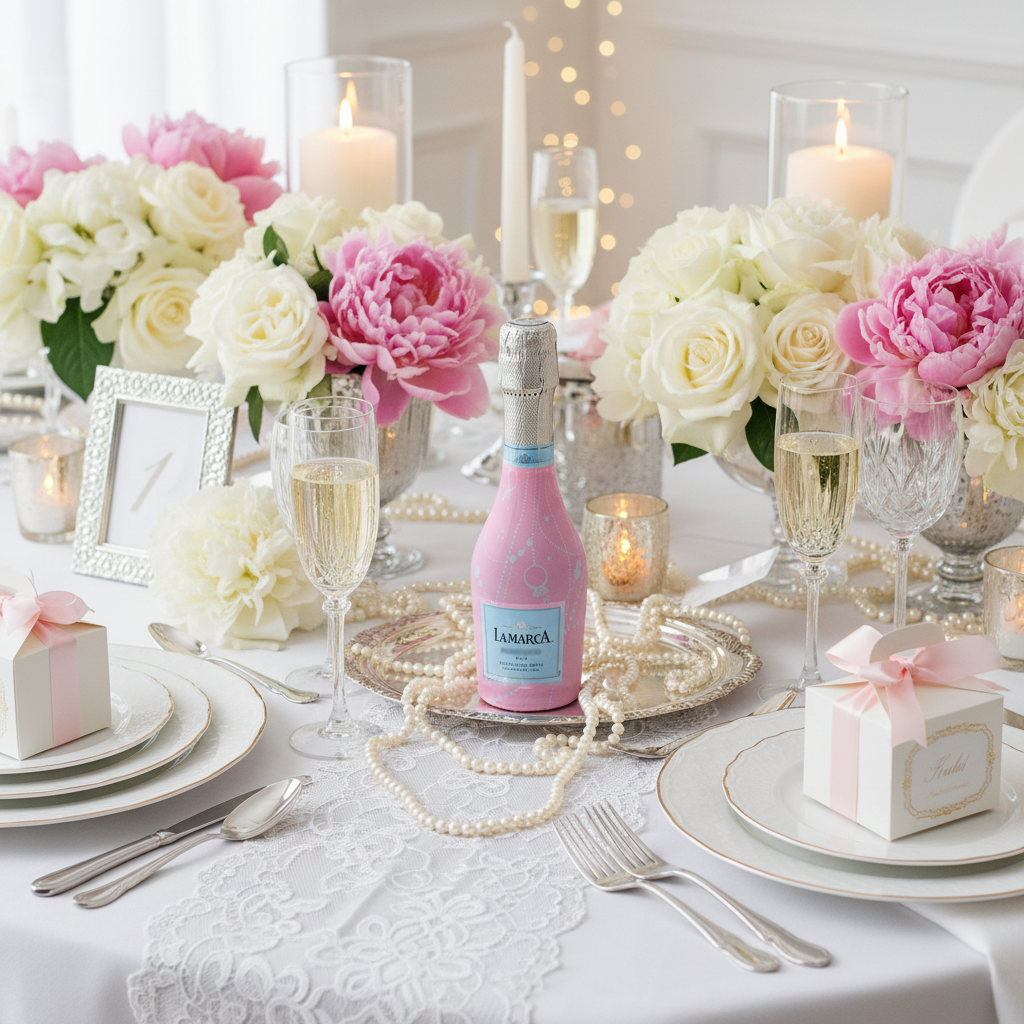 Pink Pearls and Prosecco Mini Bottle Wrap Set on Mini La Marca Prosecco