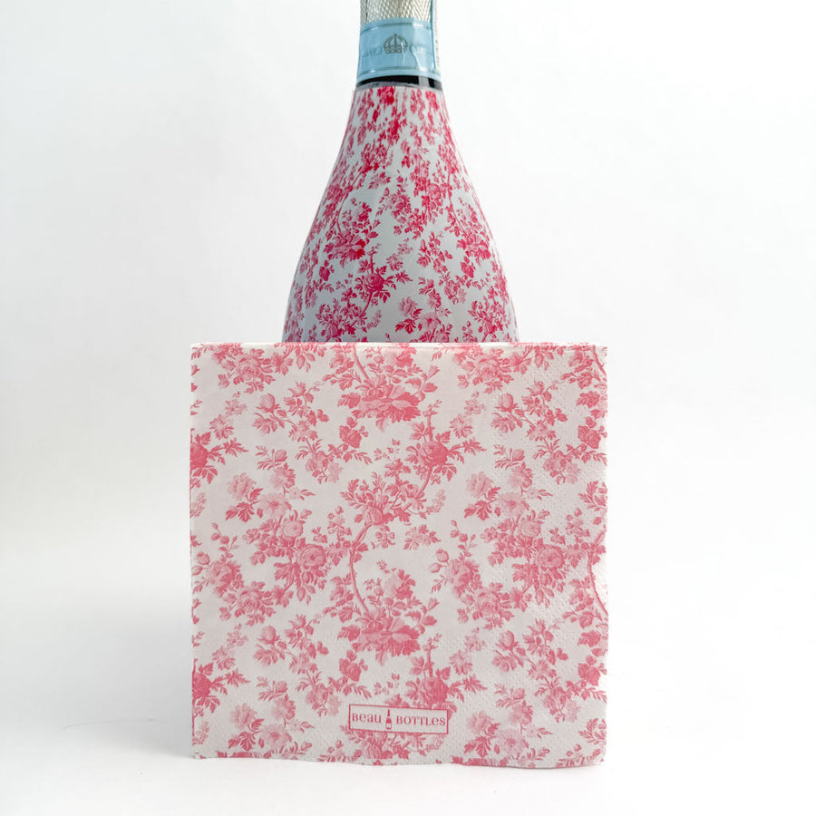 Beau Bottles Pink Floral Matching Cocktail Napkins
