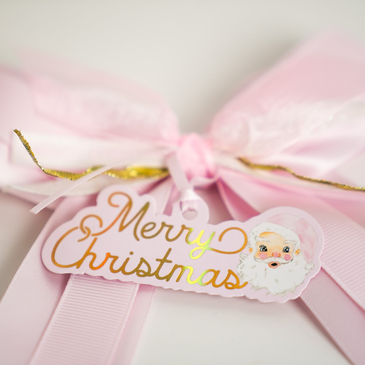 Wrapido Watercolor Pink Santa Bottle Wrap & Bougie Bow Matching Set on La Marca Prosecco
