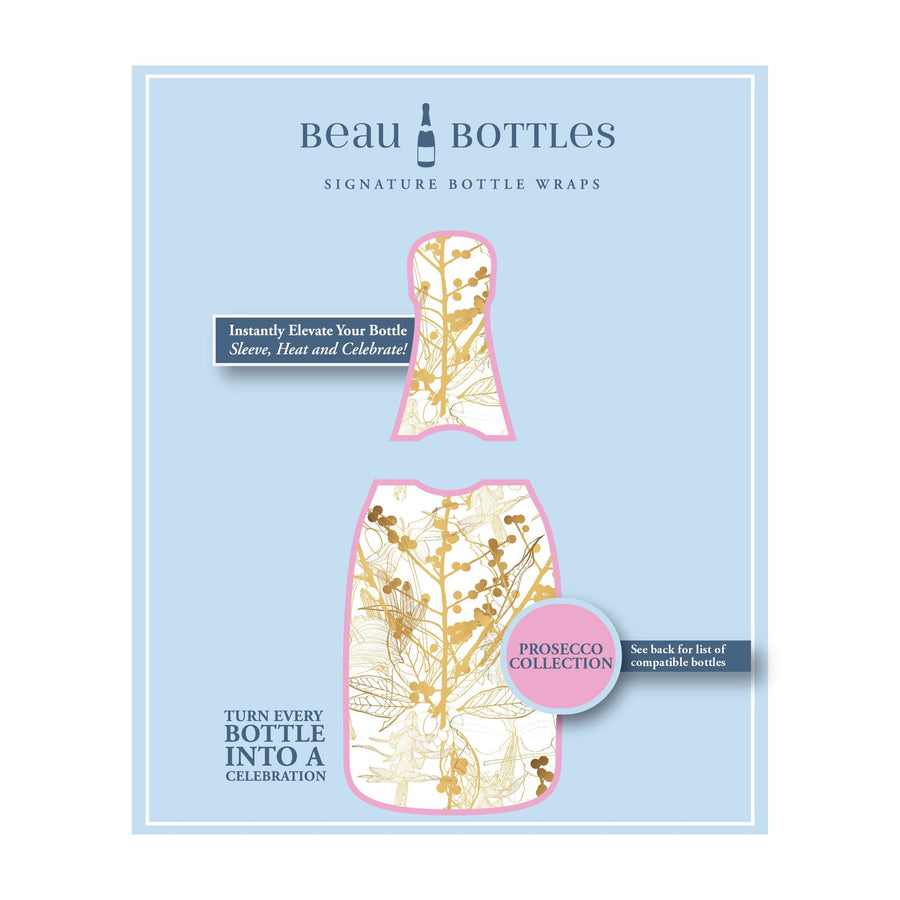 Clear Golden Botanical Bottle Wrap on La Marca Prosecco