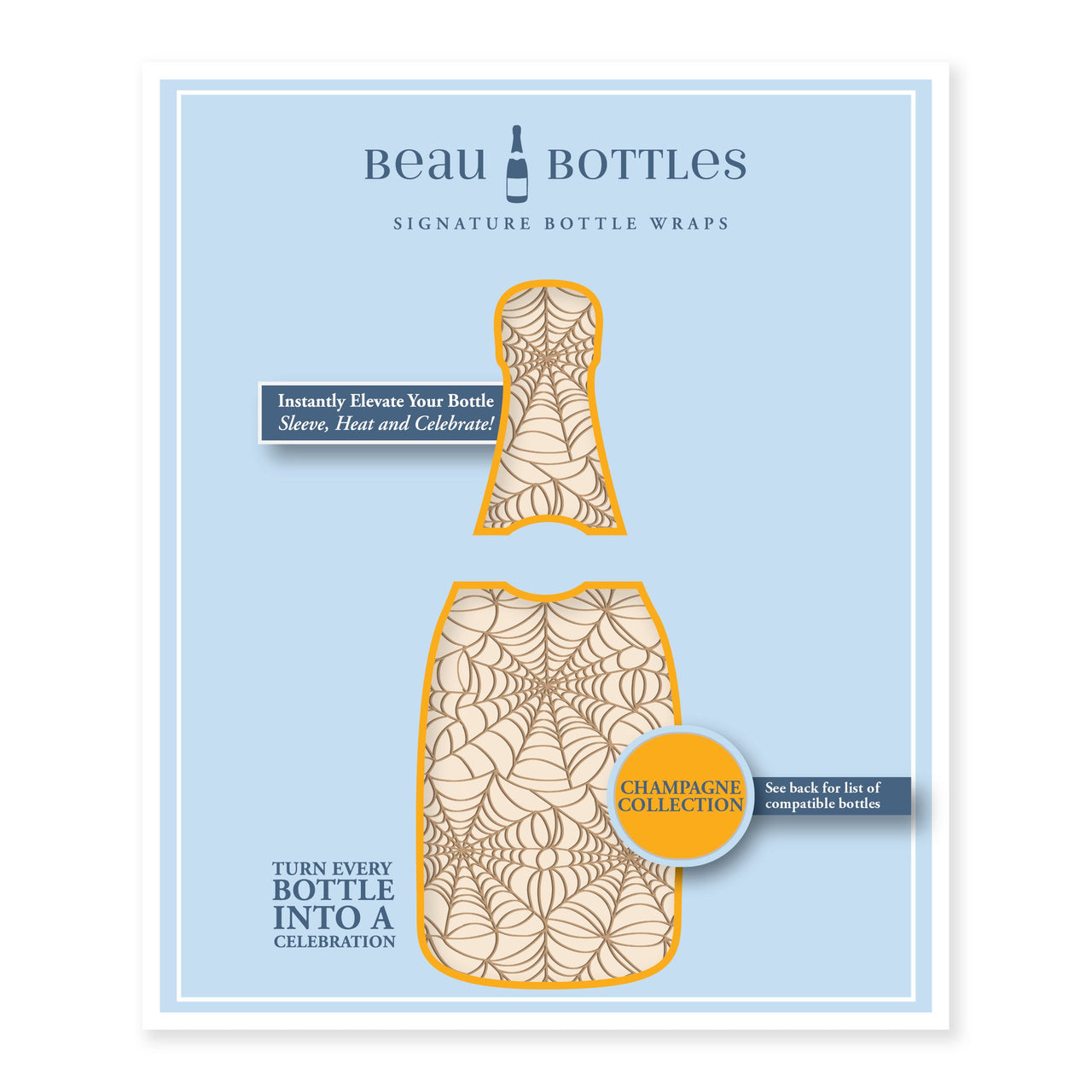 Autumn Web Bottle Wrap on Champagne Bottle