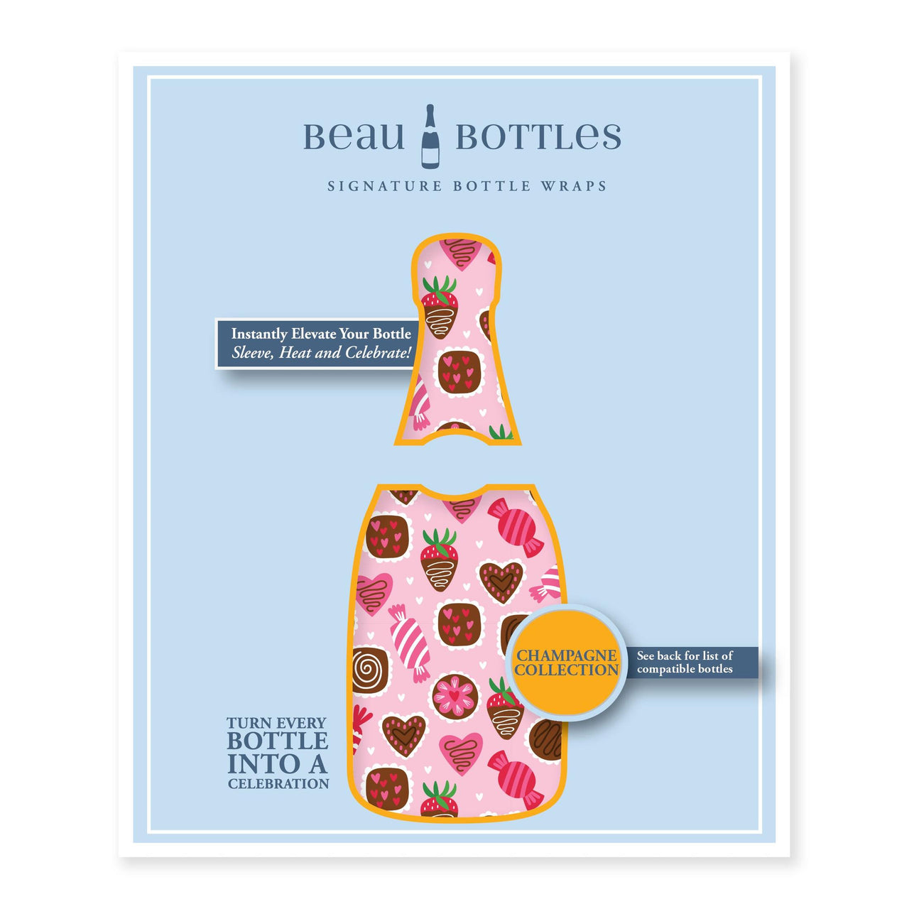 Limited Edition Amour Chocolat Bottle Wrap on Champagne Bottle