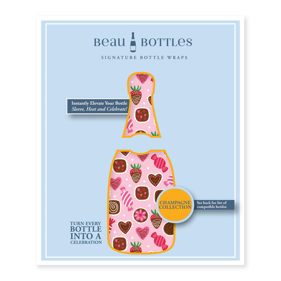 Limited Edition Amour Chocolat Bottle Wrap on Champagne Bottle