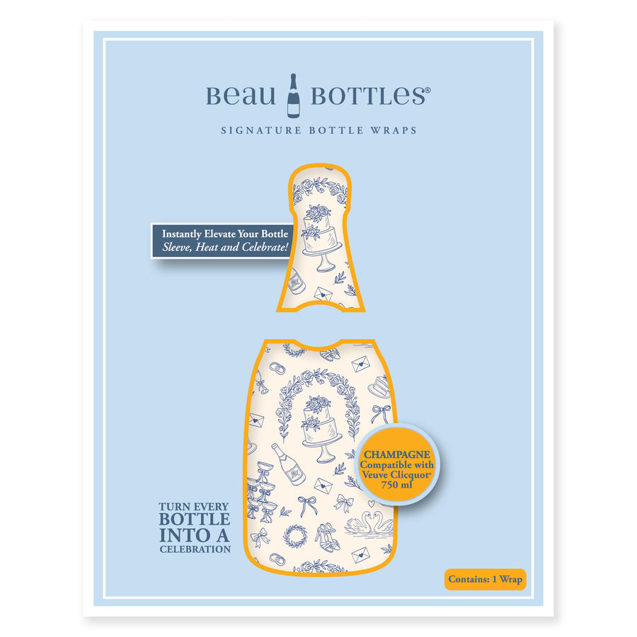 Beau Bottles Blue Wedding Toile- Champagne Collection