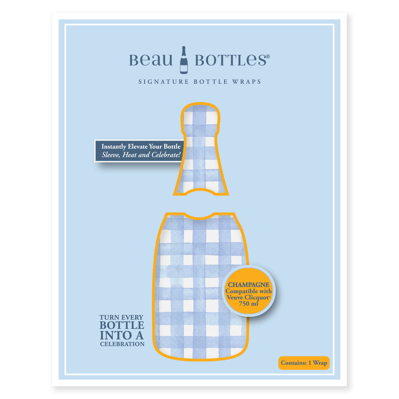 Beau Bottles Powder Blue Picnic Gingham- Champagne Collection