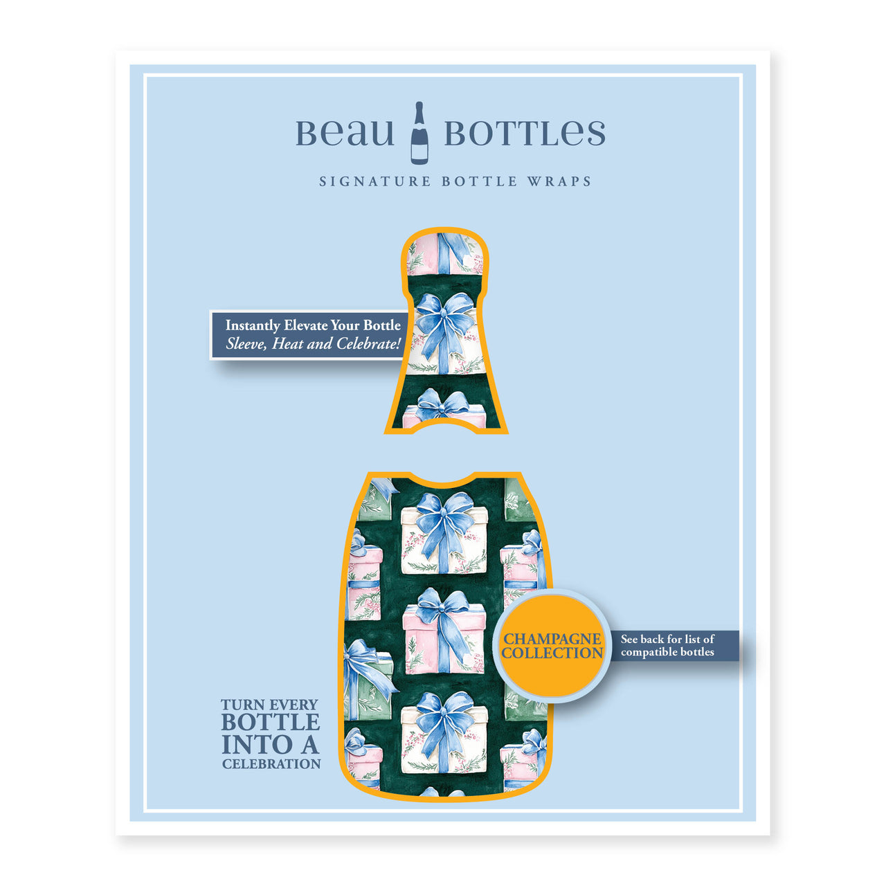 The Gift of Christmas Bottle Wrap on Champagne Bottle