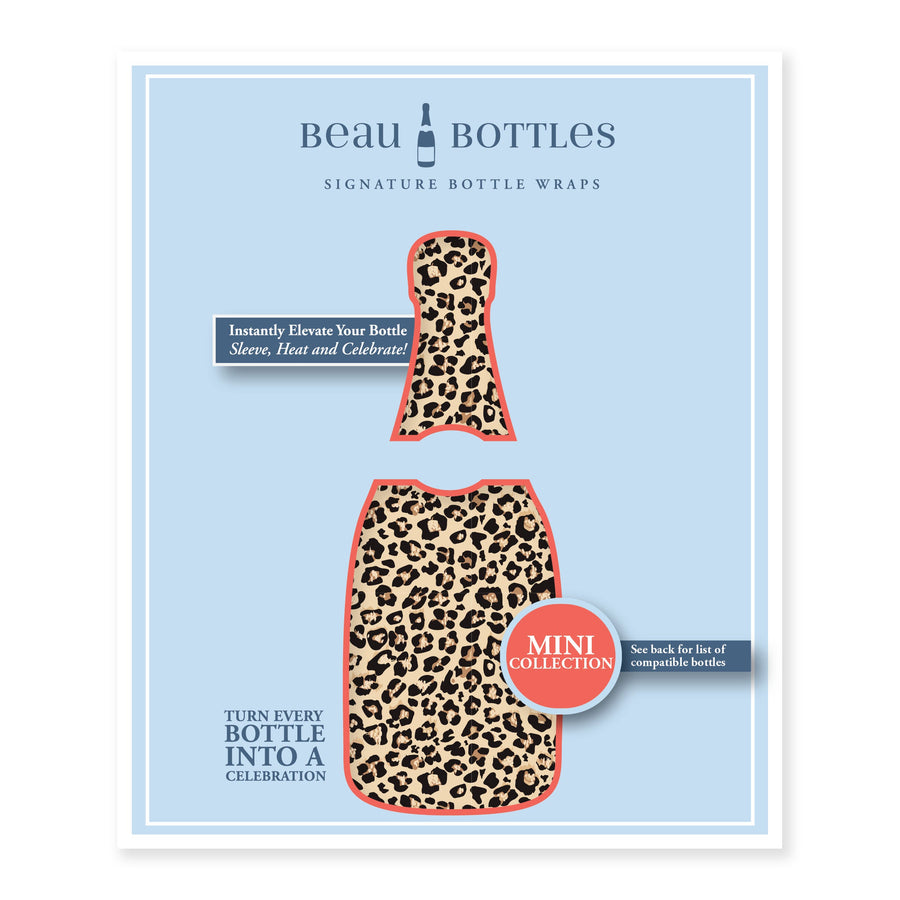 Tan Leopard Mini Bottle Wrap Set on Mini La Marca Prosecco