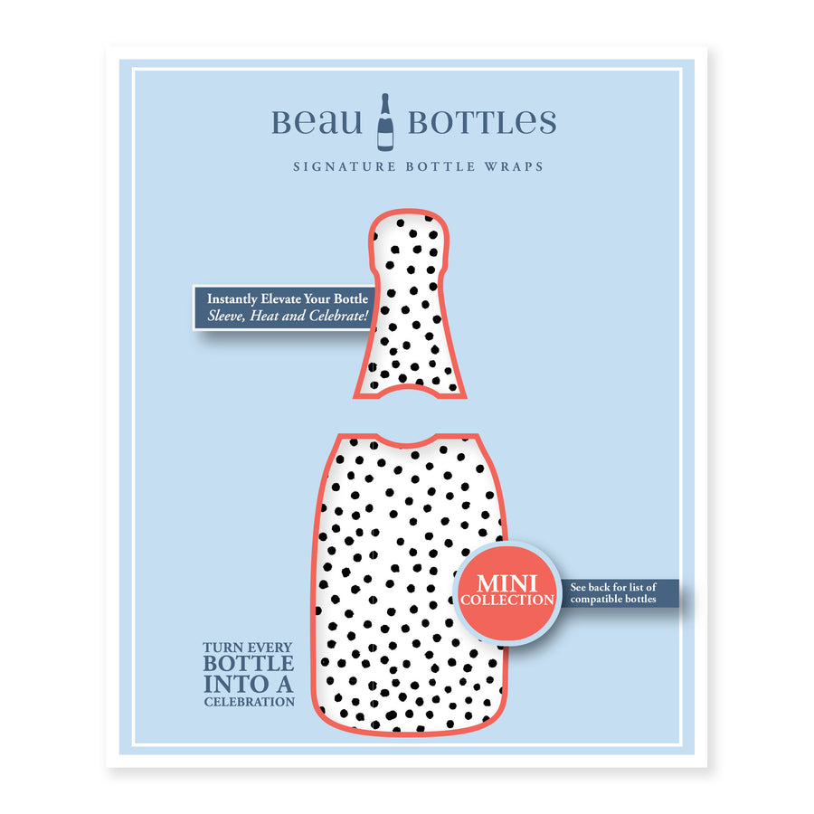 Black and White Dots Mini Bottle Wrap Set on Mini La Marca Prosecco