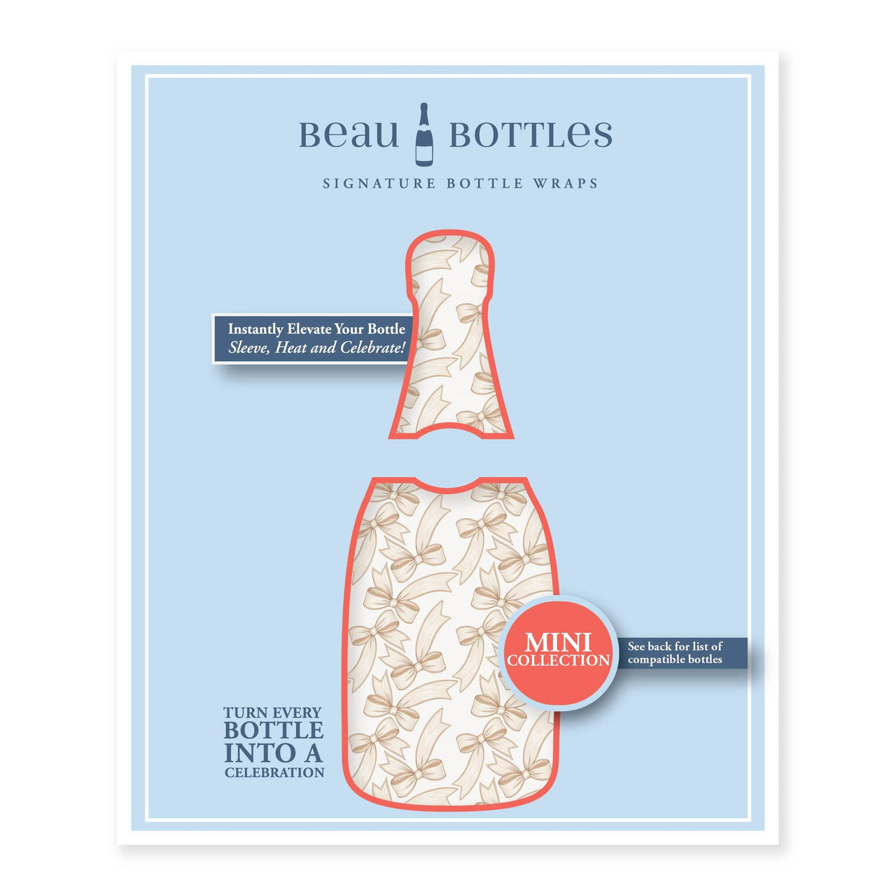 Beige Bows Mini Bottle Wrap Set on Mini La Marca Prosecco