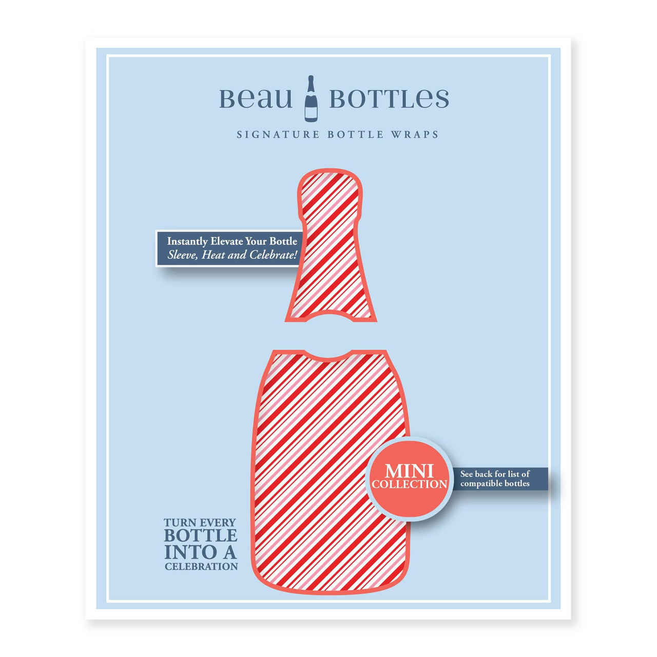 Candy Cane Stripes Mini Bottle Wrap Set on Mini La Marca Prosecco