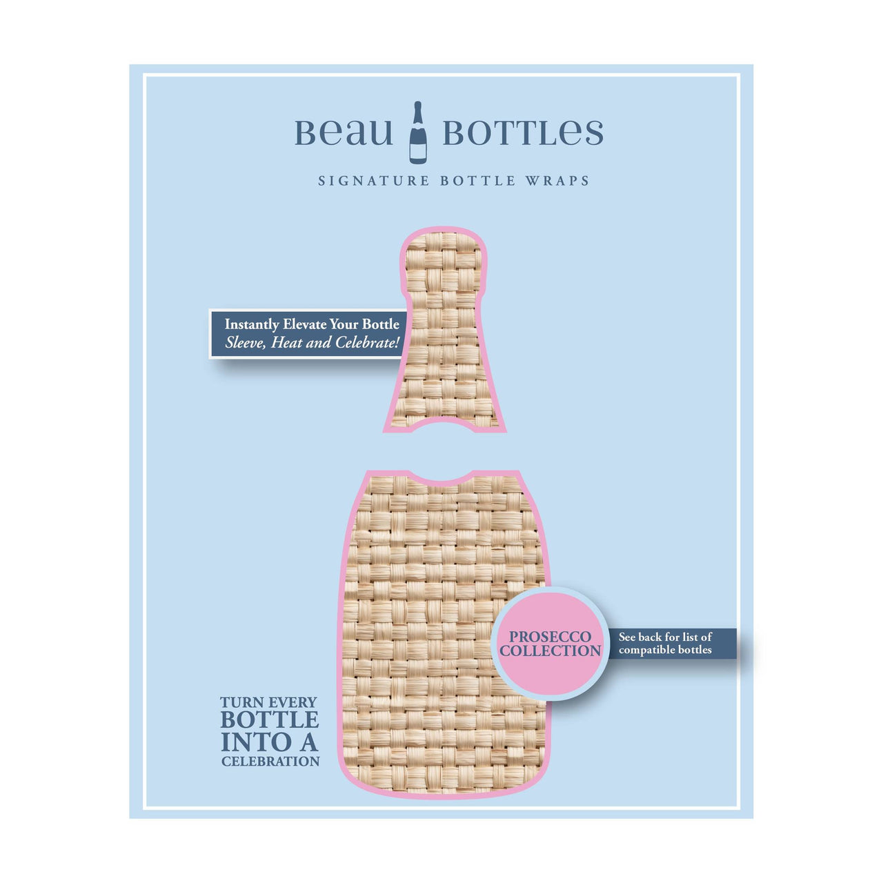 Honey Rattan Weave Bottle Wrap on La Marca Prosecco