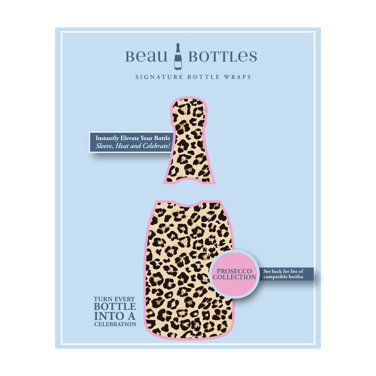 Tan Leopard Bottle Wrap on La Marca Prosecco