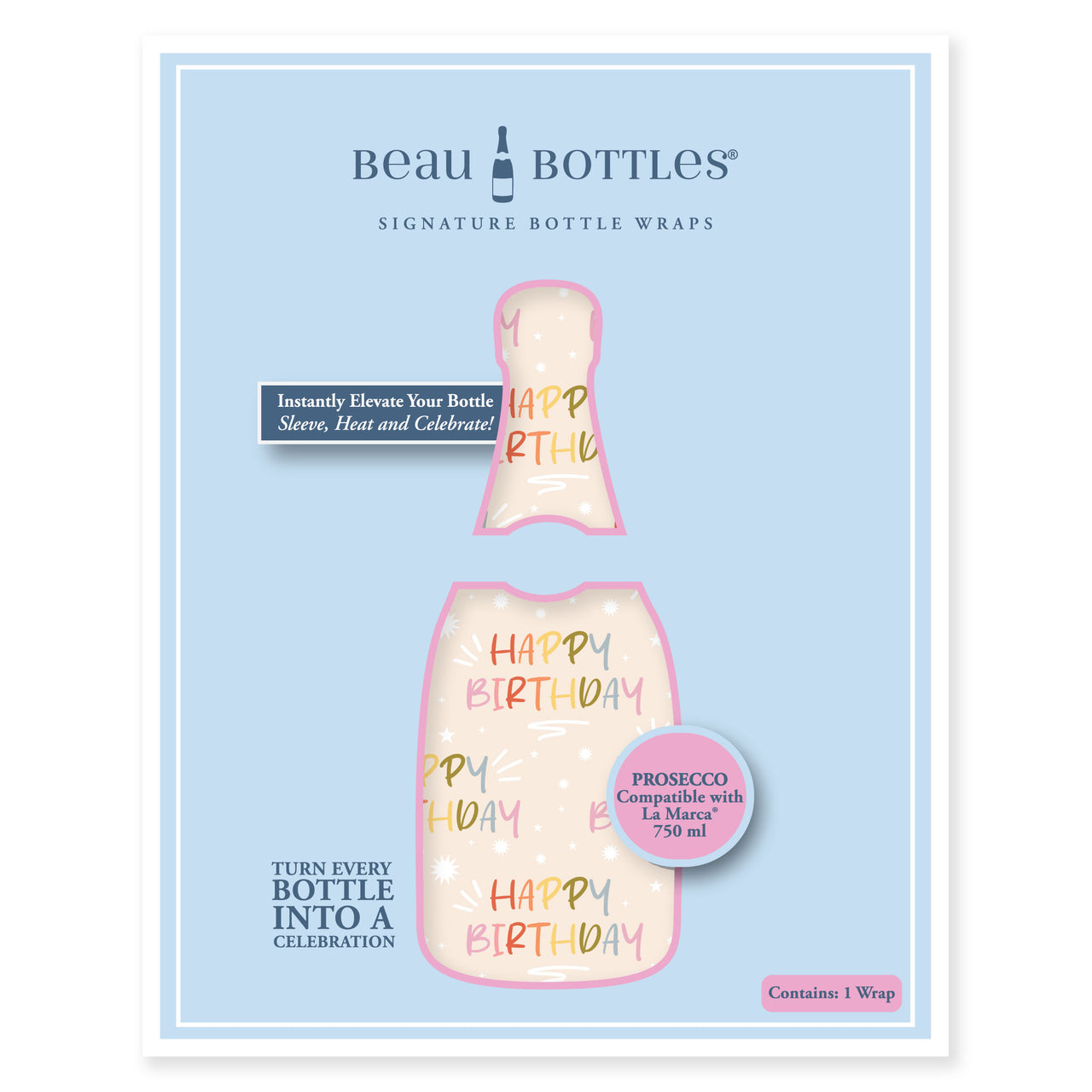 Birthday in Pastel Prosecco Bottle Wrap