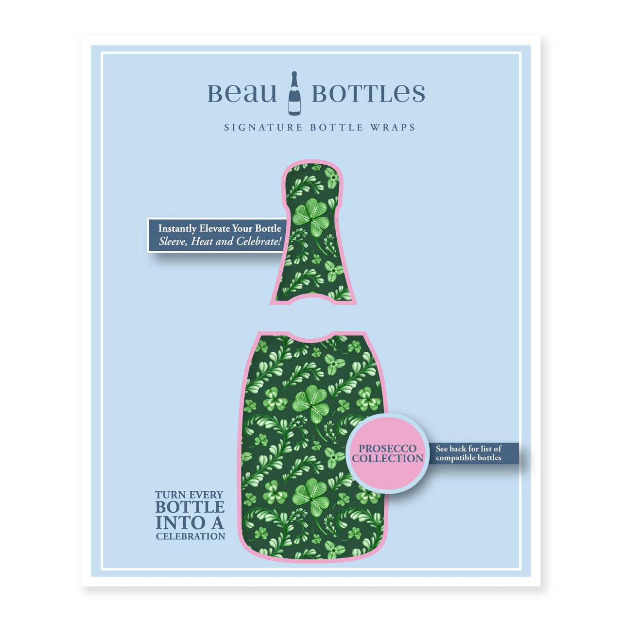 Limited Edition Clover and Charm Bottle Wrap on La Marca Prosecco