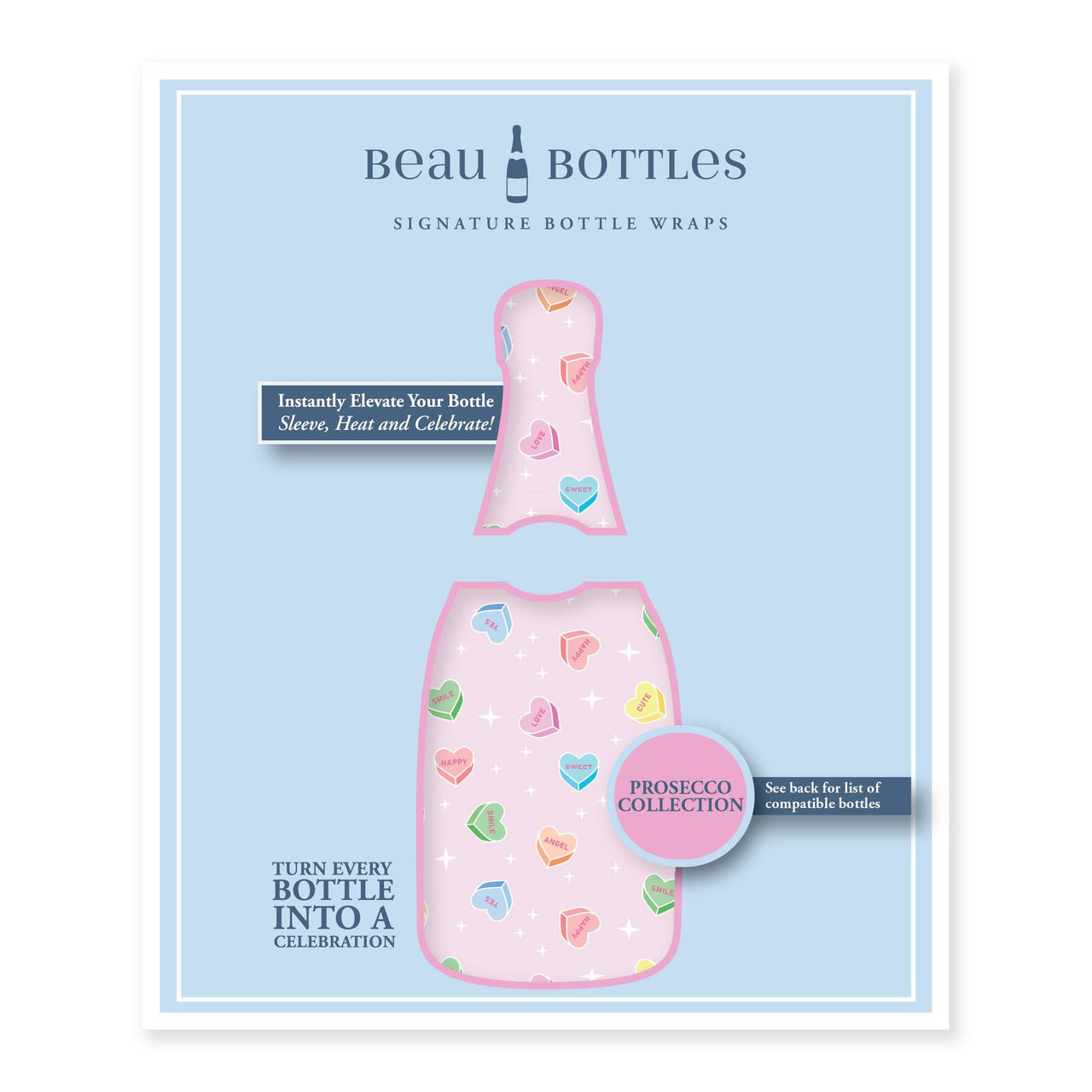 Limited Edition Conversation Hearts Bottle Wrap on La Marca Prosecco