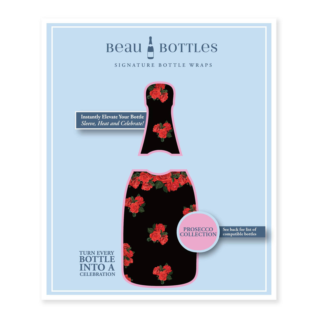 Crimson Roses Bottle Wrap on La Marca Prosecco